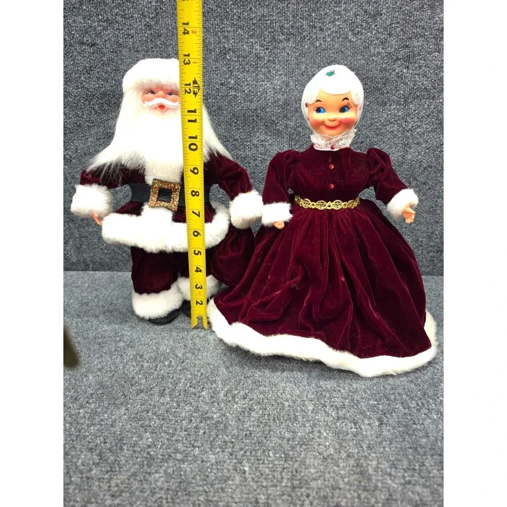 Vintage Hand Made Santa & Mrs Claus Art Dolls Christmas Collectible 13in Dolls